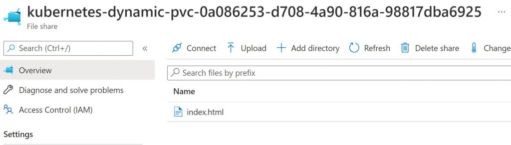 Upload the html file to Azure File share.