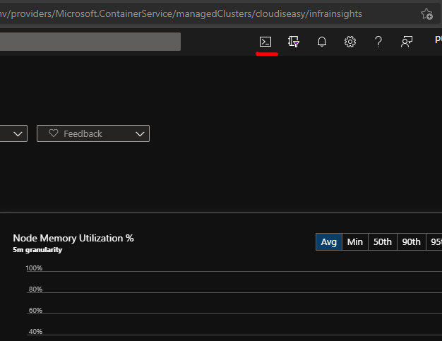 Connect to AKS cluster - using cloud shell from portal.