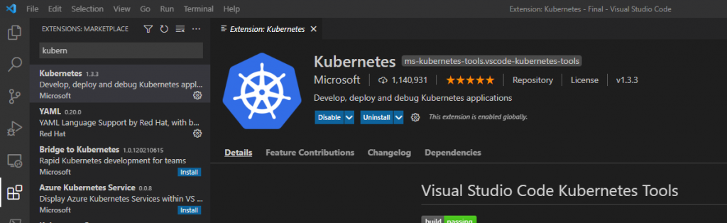 Visual Studio Code Kubernetes Tools